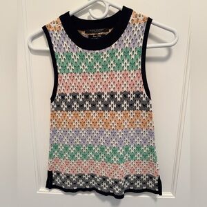 Scotch & Soda Multicolor Fair Isle Knit Tank with Black Trim